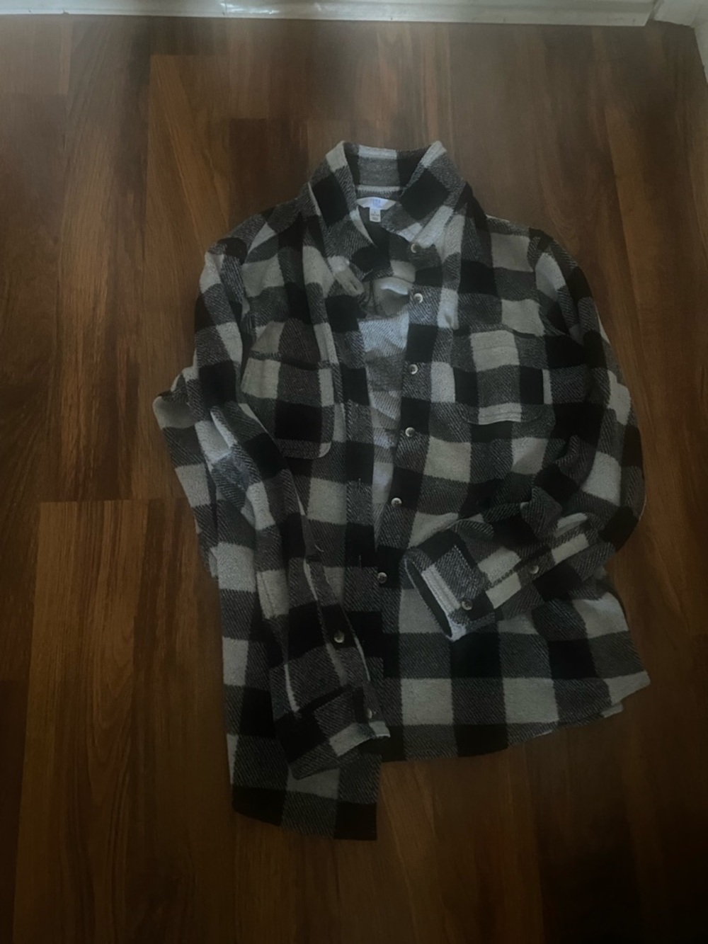 Black and White Plaid Button-Up Shirt